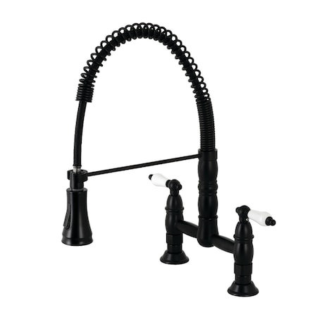 Gourmetier GS1270PL Two-Handle Deck-Mount Pull-Down Sprayer Kitchen Faucet, Matte Black GS1270PL